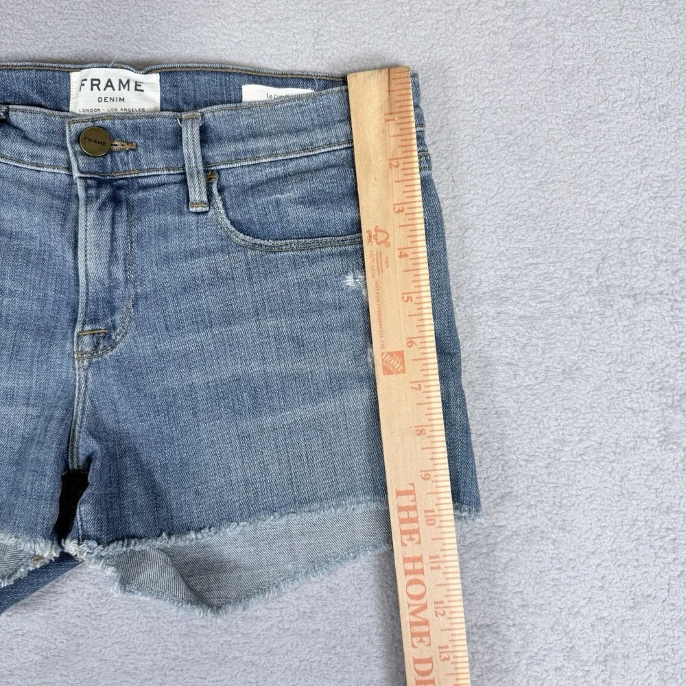 Frame Le Cutoff Raw Hem Denim Shorts Medium Wash Albion Valley Size 25